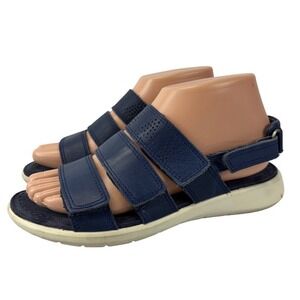 ECCO Womens Size‎ 37 6 6.5 Navy Blue Leather Strappy Adjustable Comfort Sandals